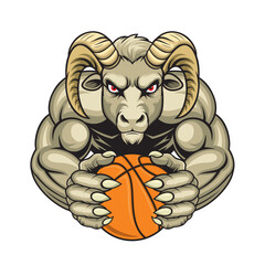 basketball ram mascot vector illustration design
