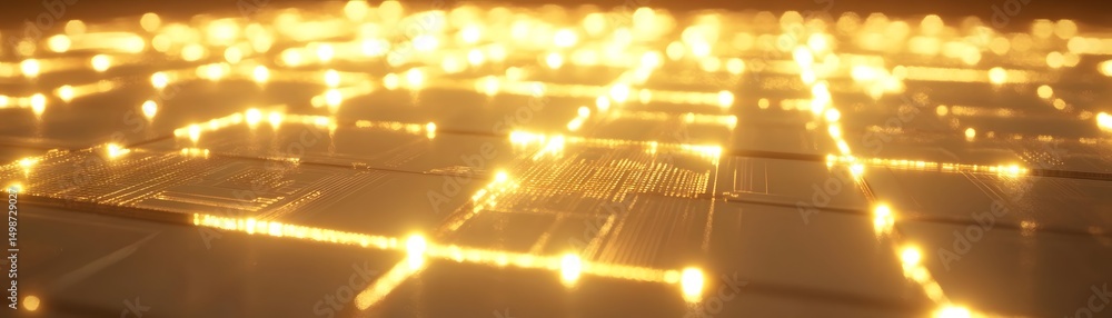 Aufkleber golden light patterns on a grid-like surface.