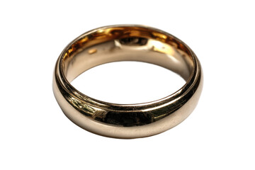 Elegant gold ring with reflective surface and classic design, cut out