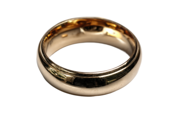 Elegant gold ring with reflective surface and classic design, cut out