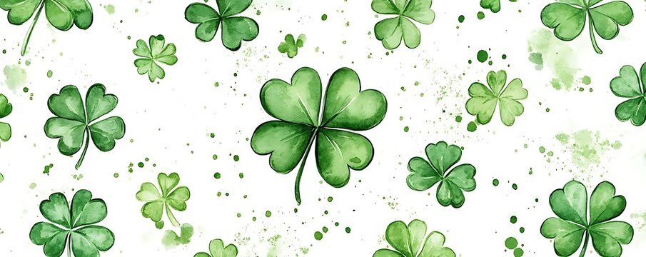 Watercolor clover leaf pattern
