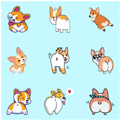 Obraz premium Cute Corgi Dog Cute Color Back Vectors
