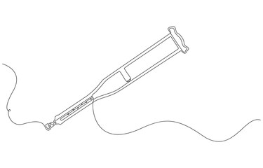 one line drawing crutches for support of injured and elderly people. Medical equipment concept, Continuous one single line drawing of modern elbow crutch