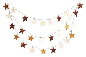 Star garland string lights decoration festive holiday celebration party decor stars isolated on transparent background