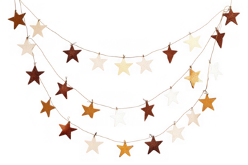 Star garland string lights decoration festive holiday celebration party decor stars isolated on transparent background
