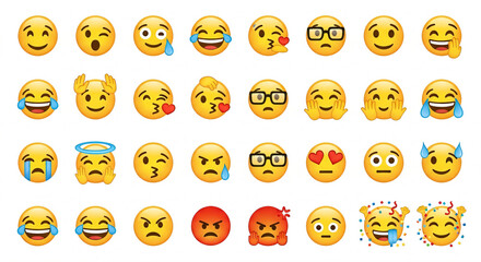 Diverse Emoji Collection Expressive Facial Emotions and Reactions