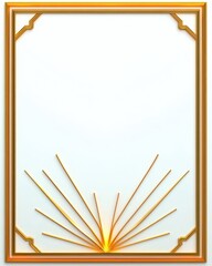 Elegant blank light blue background with golden ornamental border and sunburst rays at the bottom center evoking a sophisticated and radiant mood