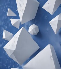 Layered white geometric shapes on a vibrant blue abstract background , texture, subtle