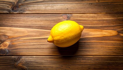 Fresh lemon on rustic wooden surface, vibrant citrus fruit close-up for natural food concept, vitamin C, healthy lifestyle, organic ingredient, kitchen background, clean eating, vegan cooking