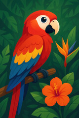 Obraz premium Bright and joyful parrot in tropical jungle