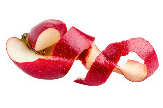 Red apple fruit peel fresh food healthy eating vitamin nutrition diet ingredient isolated object isolated on transparent background