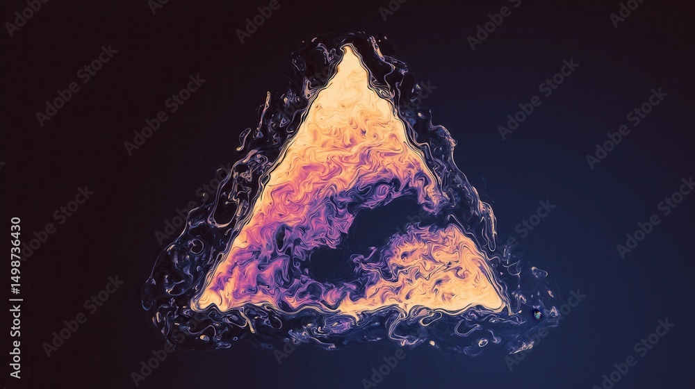 Aufkleber abstract triangle shape with fluid melting outlines and colorful background