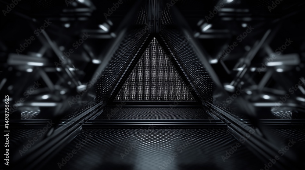 Poster futuristic tech interface mockup with triangular design elements