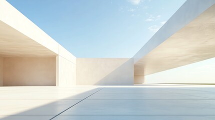 Obraz premium Modern minimalist architecture with clear skies.