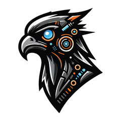 Digital Falcon Head Logo – High-Tech Predator Symbol