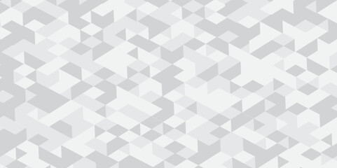 Abstract geometric White and gray background seamless mosaic and low polygon triangle texture wallpaper. Triangle shape retro wall grid pattern geometric ornament tile vector square element.