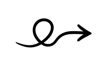 Illustration of Wavy Arrow in White on Transparent Background