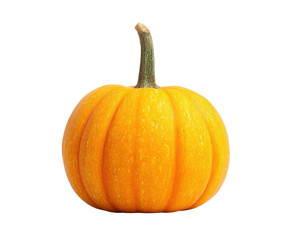 Obraz premium Bright orange pumpkin on black background perfect for autumn decor, cut out