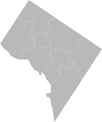 District of Columbia state senate districts vector map (Albers equal area conic projection, PPT-compatible & fully editable)