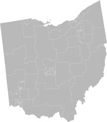 Ohio state senate districts vector map (Albers equal area conic projection, PPT-compatible & fully editable)