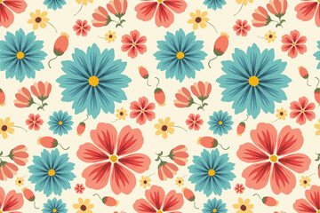 Summer floral pattern, blooming flowers element on seamless pattern. Not AI generate design for fabric textile fashion print wallpaper, Beautiful blooming flowers, carpet, shirt, seamless, blue flower