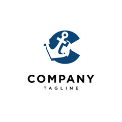 Letter C Anchor Logo Icon Vector