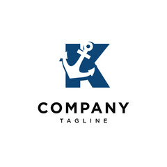 Letter K Anchor Logo Icon Vector