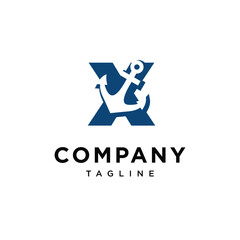 Letter X Anchor Logo Icon Vector