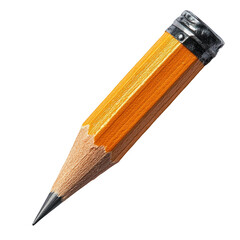 Close up of a Sharpened Yellow Pencil on Transparent Background