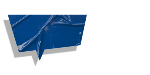 Blue speech bubble crumpled paper isolated on transparent background