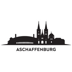 Aschaffenburg skyline silhouette. Black Aschaffenburg city design Vector black silhouette. with white background