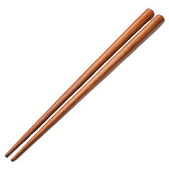 Isolated wooden chopsticks, traditional oriental food utensil, are shown on a white background