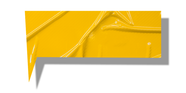 Yellow speech bubble crumpled paper isolated on transparent background