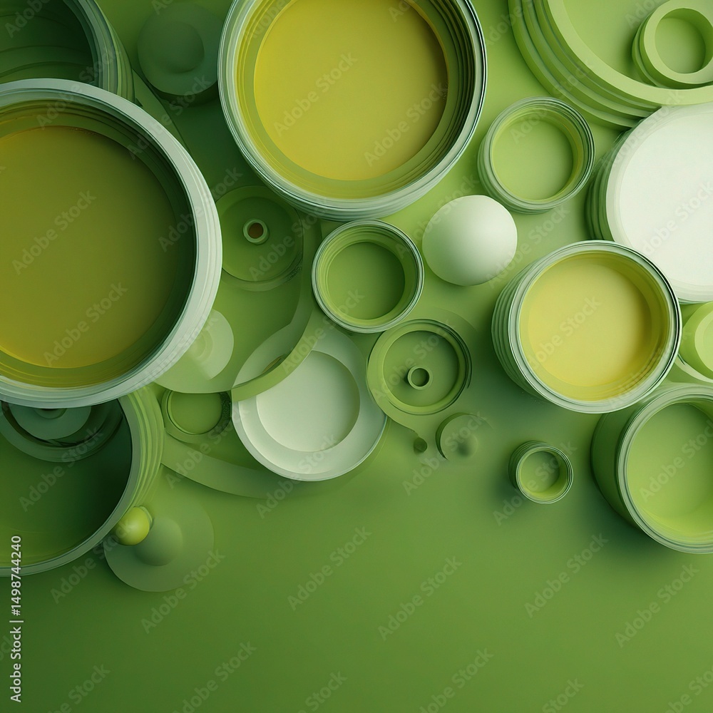 Poster modern abstract 3d green circles floating in space art design