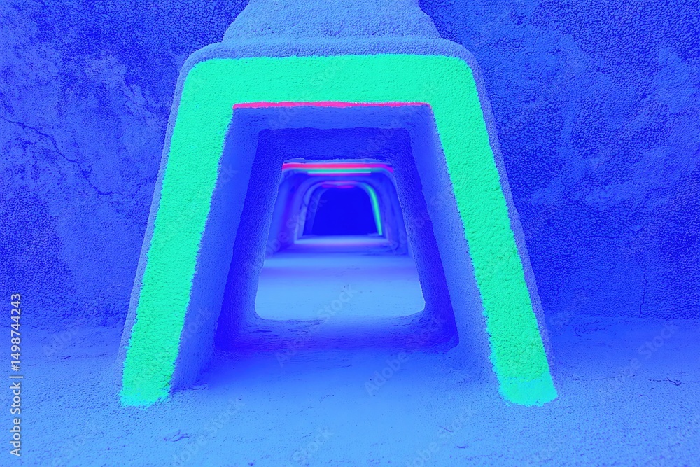 Poster abstract light tunnel with geometric framework