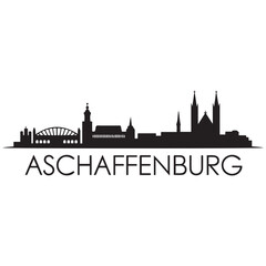 Fototapeta premium Aschaffenburg skyline silhouette. Black Aschaffenburg city design Vector black silhouette. with white background