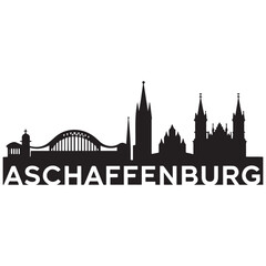 Fototapeta premium Aschaffenburg skyline silhouette. Black Aschaffenburg city design Vector black silhouette. with white background