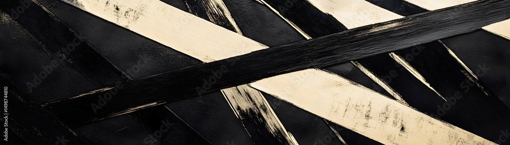 Poster abstract composition of black and cream-colored intersecting lines.