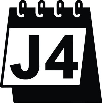 Silhouette of a desk calendar with the text 4 JULY on a transparent BG