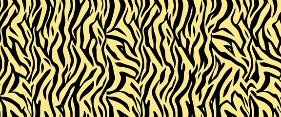 Seamless repeating pattern of black and white stripes mimicking Bengal tiger fur texture, zoo, design