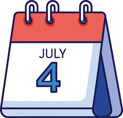 Vector illustration of a desk calendar with the text JULY  4, America. Independence day