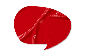 Red speech bubble crumpled paper isolated on transparent background