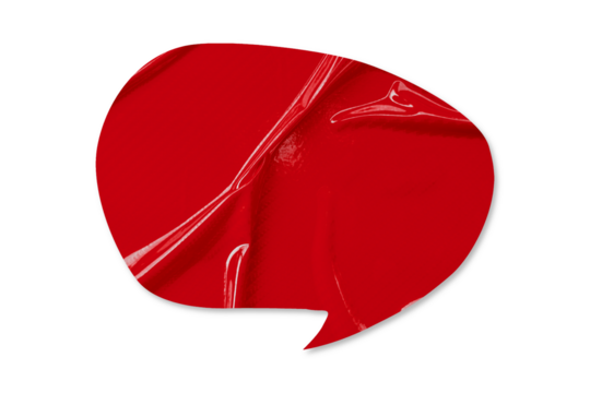 Red speech bubble crumpled paper isolated on transparent background
