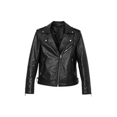 Stylish black leather motorcycle jacket fashion on transparent background cool