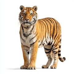 Fototapeta premium Standing tiger isolated on transparent background, full body view