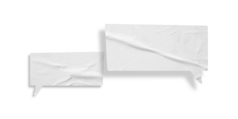 White speech bubble crumpled paper isolated on transparent background
