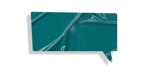 Green speech bubble crumpled paper isolated on transparent background