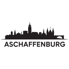 Fototapeta premium Aschaffenburg skyline silhouette. Black Aschaffenburg city design Vector black silhouette. with white background