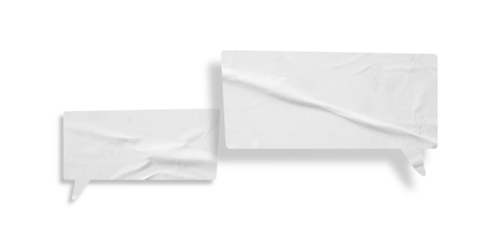 White speech bubble crumpled paper isolated on transparent background