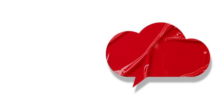 Red speech bubble crumpled paper isolated on transparent background